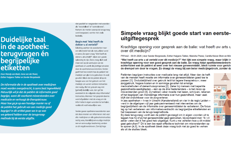 Vakbladen voor apotheken besteden aandacht aan interventies Hart voor Verbinden